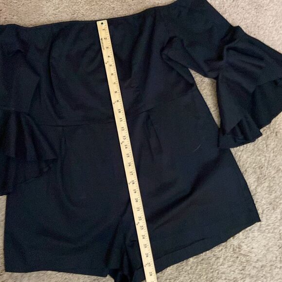 Monif C Cotton Stretch Off the Shoulder Romper Ruffle Trim Sleeve size 2X Witchy - Picture 5 of 10